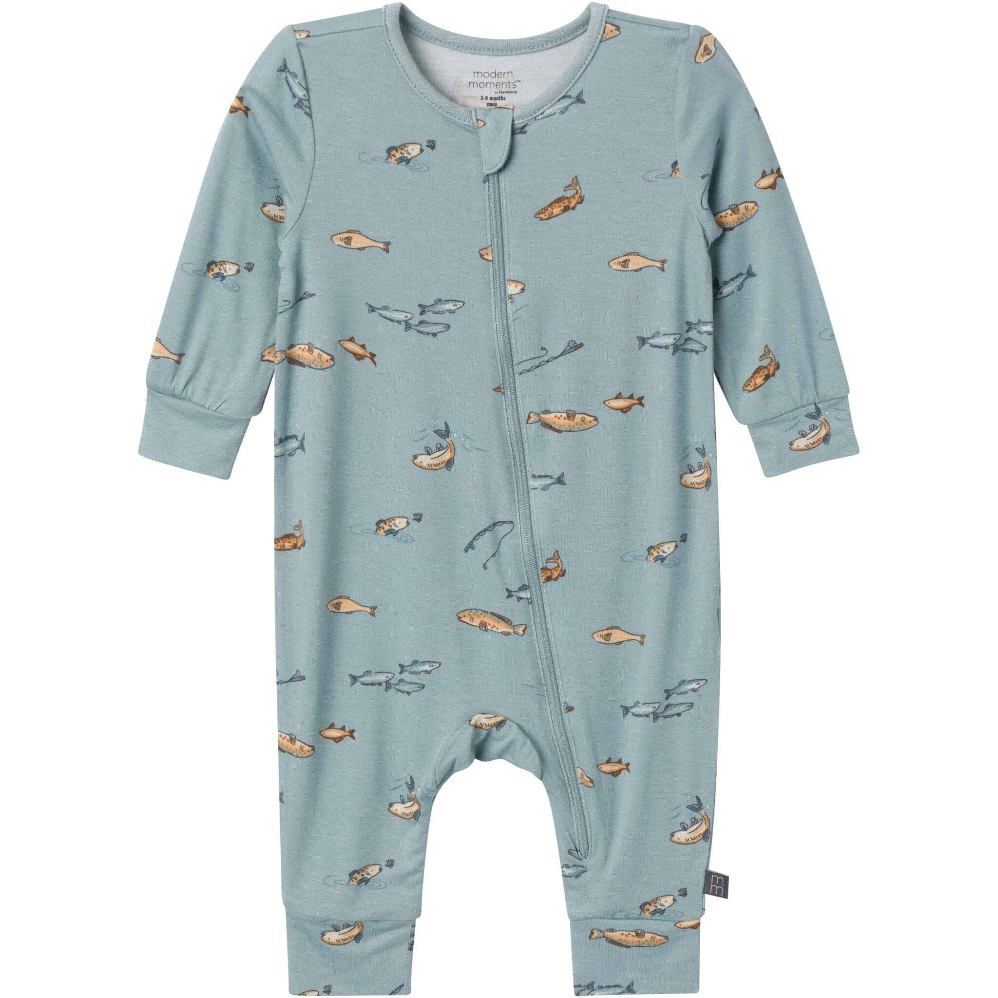 2-Pack Baby Boys Teal Fishing Zip Front Rompers Gerber Childrenswea