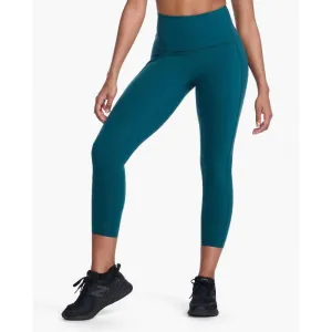 2XU Form Stash Hi-Rise Compression 7/8 Women's Tights (Deep Jade)