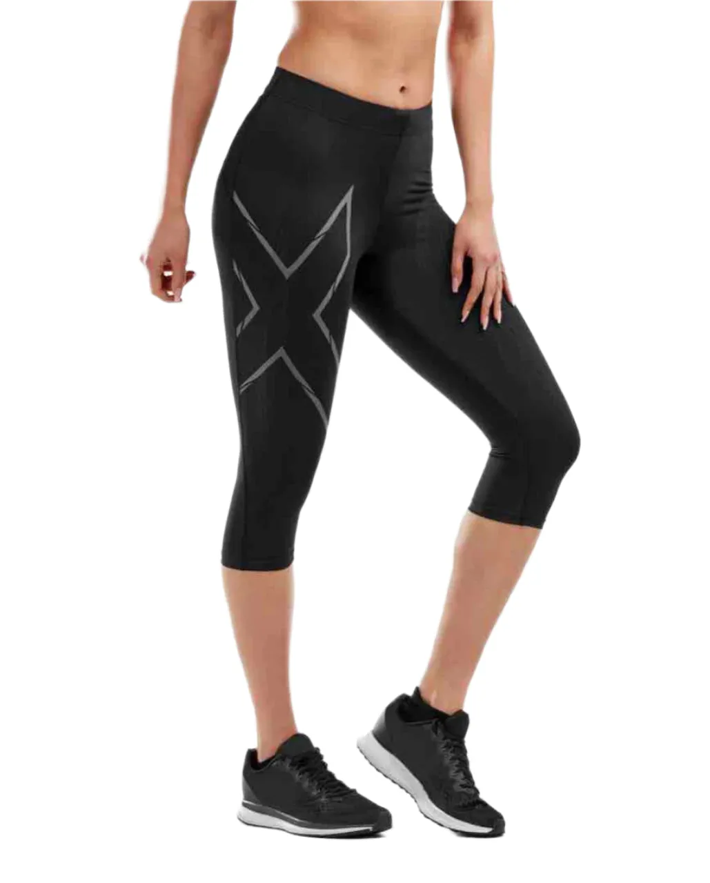 2XU MCS Run 3/4 Women's Compression Tights (Black/Black Reflective)