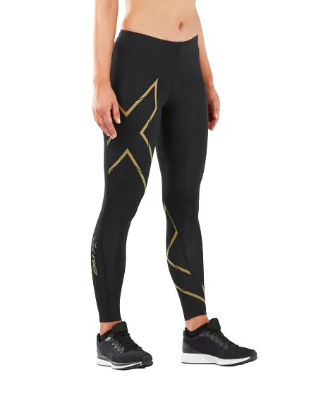 2XU MCS Run Women's Compression Tights (Black/Gold Reflective)