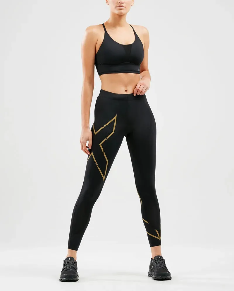 2XU MCS Run Women's Compression Tights (Black/Gold Reflective)