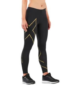 2XU MCS Run Women's Compression Tights (Black/Gold Reflective)