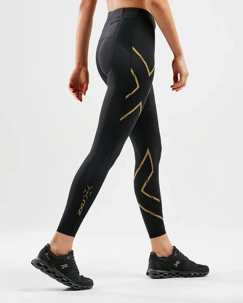 2XU MCS Run Women's Compression Tights (Black/Gold Reflective)