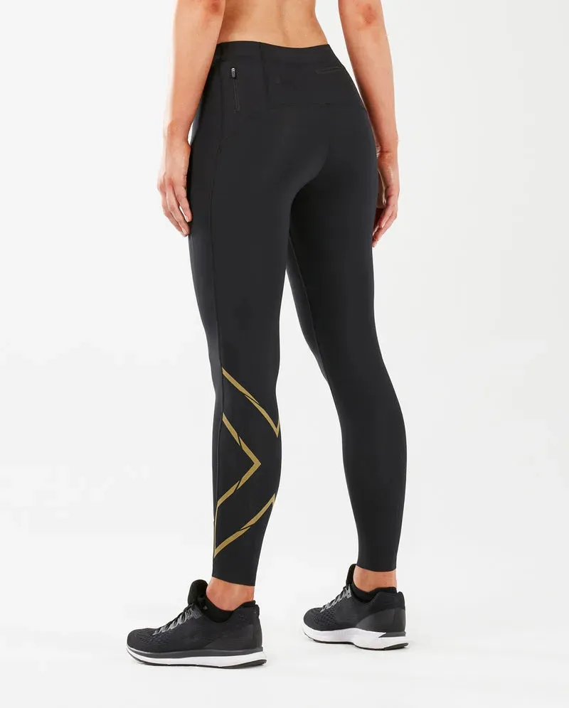 2XU MCS Run Women's Compression Tights (Black/Gold Reflective)