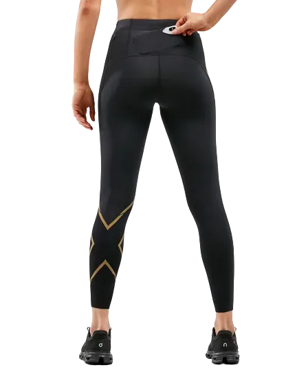 2XU MCS Run Women's Compression Tights (Black/Gold Reflective)