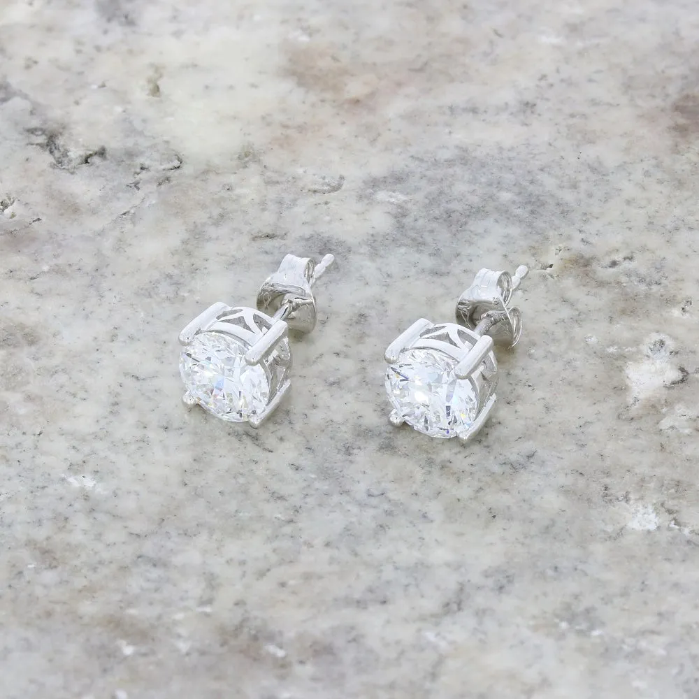 9ct White Gold 2.00cts Lab Grown Diamonds Solitaire Stud Earrings