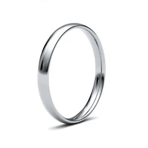 9ct White Gold Traditional Court 2.5mm Light Weight Polished Ladies Wedding Ring