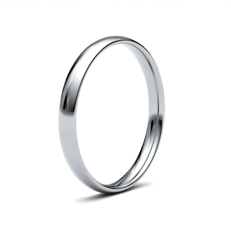 9ct White Gold Traditional Court 2.5mm Light Weight Polished Ladies Wedding Ring