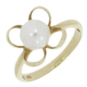 9ct Yellow Gold White Freshwater Pearl Dress Ring
