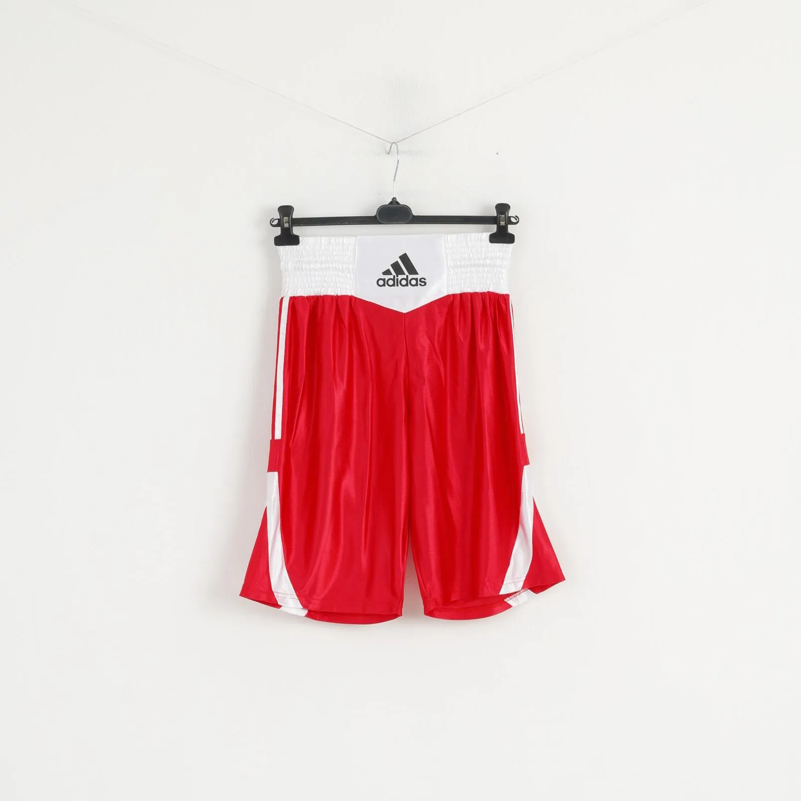 Adidas Men L Shorts Red White Boxing Shiny Training Sportswear