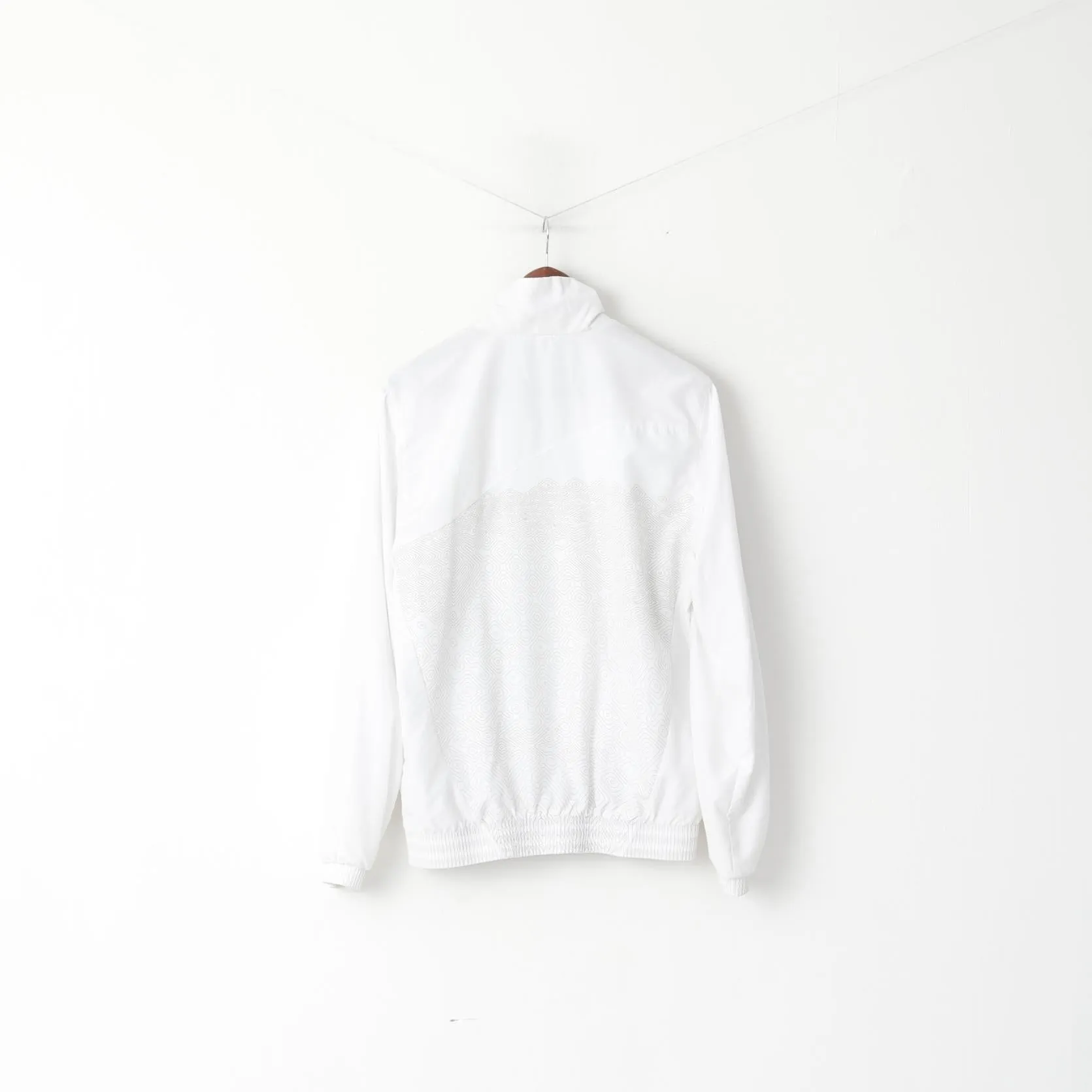 Adidas Men M 180 Jacket White Shiny Bomber Activewear Full Zipper Mesh Lined Top