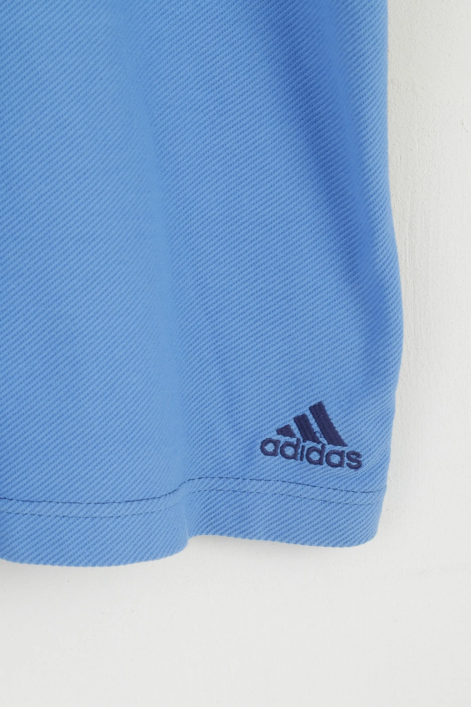 Adidas Men M Polo Shirt Navy Blue Cotton Vintage 00' Zip Neck Sportswear Top