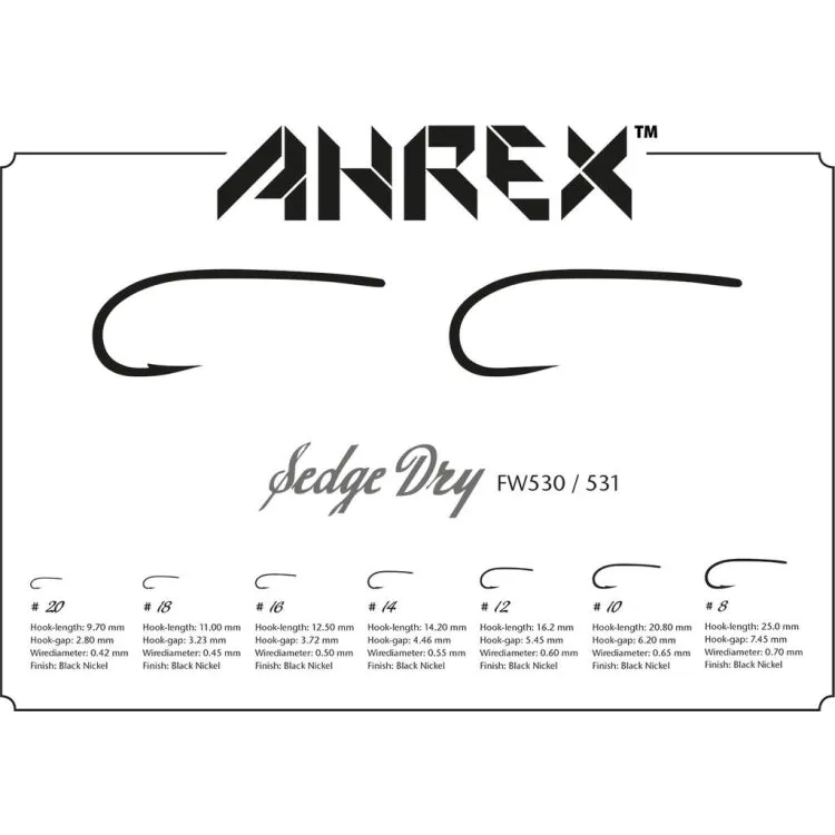 Ahrex FW531 Sedge Dry Barbless Hooks