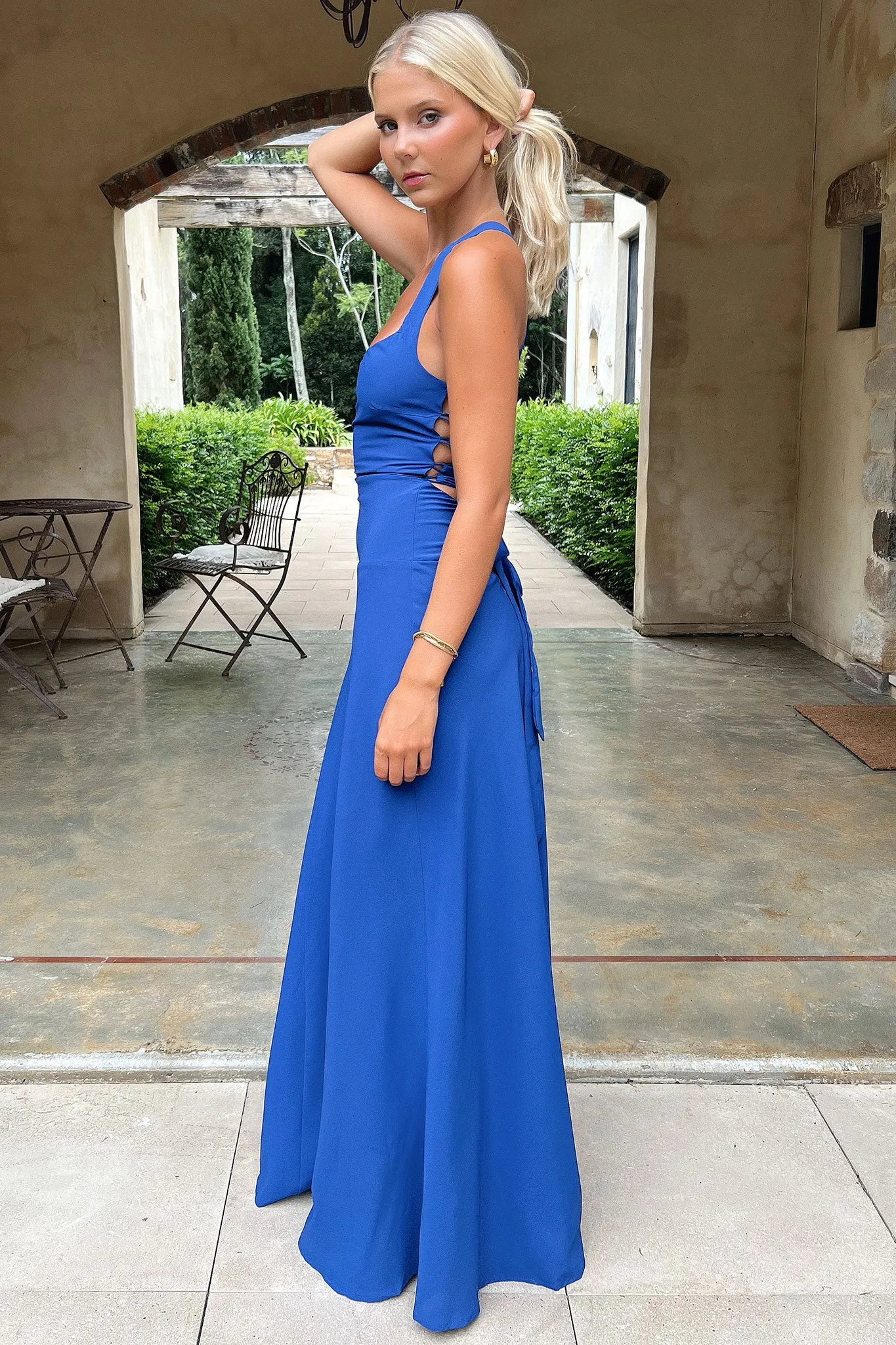 Alara Lace-Up Back Dress - Navy