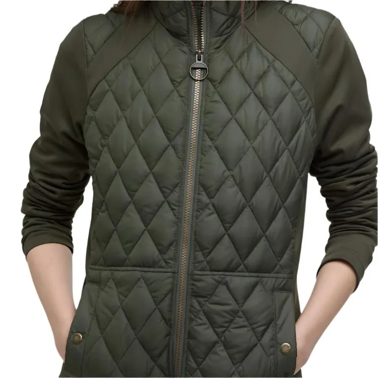 Barbour Ladies Edda Quilted Sweater Jacket - Olive