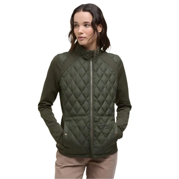 Barbour Ladies Edda Quilted Sweater Jacket - Olive