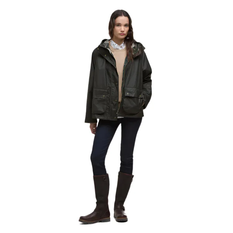 Barbour Ladies Hollies Wax Jacket - Archive Olive/Ancient Tartan