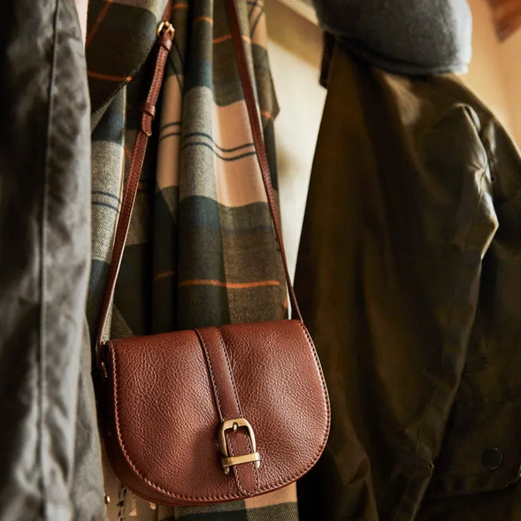 Barbour Ladies Laire Leather Saddle Bag - Brown