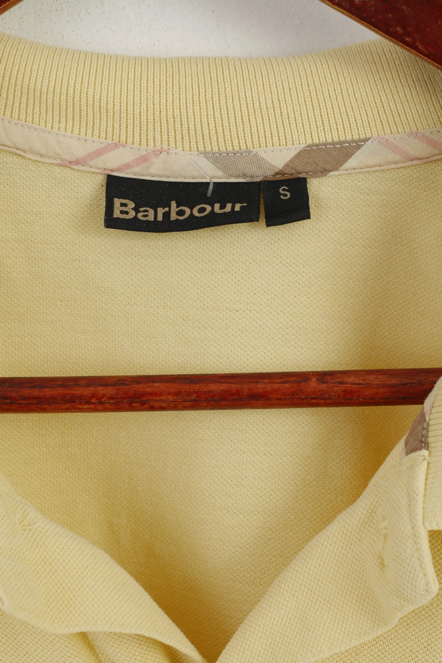 Barbour Men S Polo Shirt Yellow Cotton Detailed Buttons Plain Top