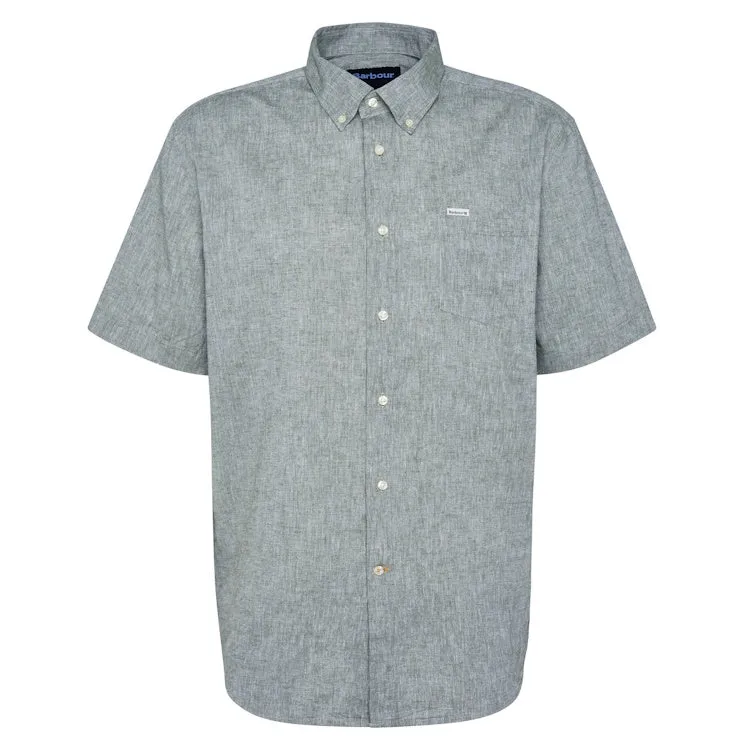 Barbour Nelson Short Sleeved Linen Blend Regular Fit Shirt - Olive