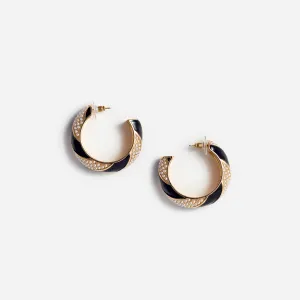Black And Gold Pearl Hoop Earrings Self Portrait