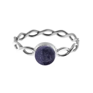 Blue Goldstone Sterling Silver Woven Band Ring