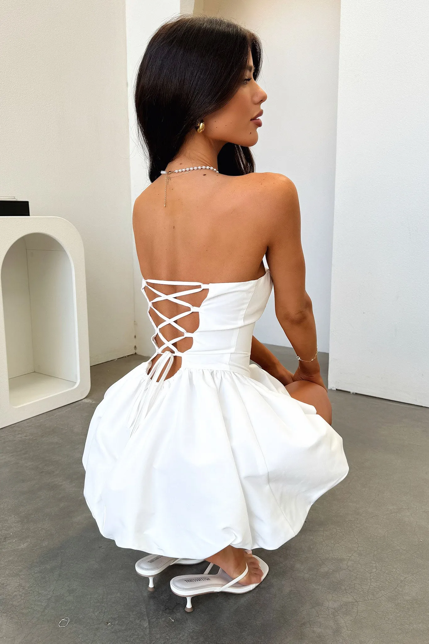 Bluebell Bubble Skirt Mini Dress - White