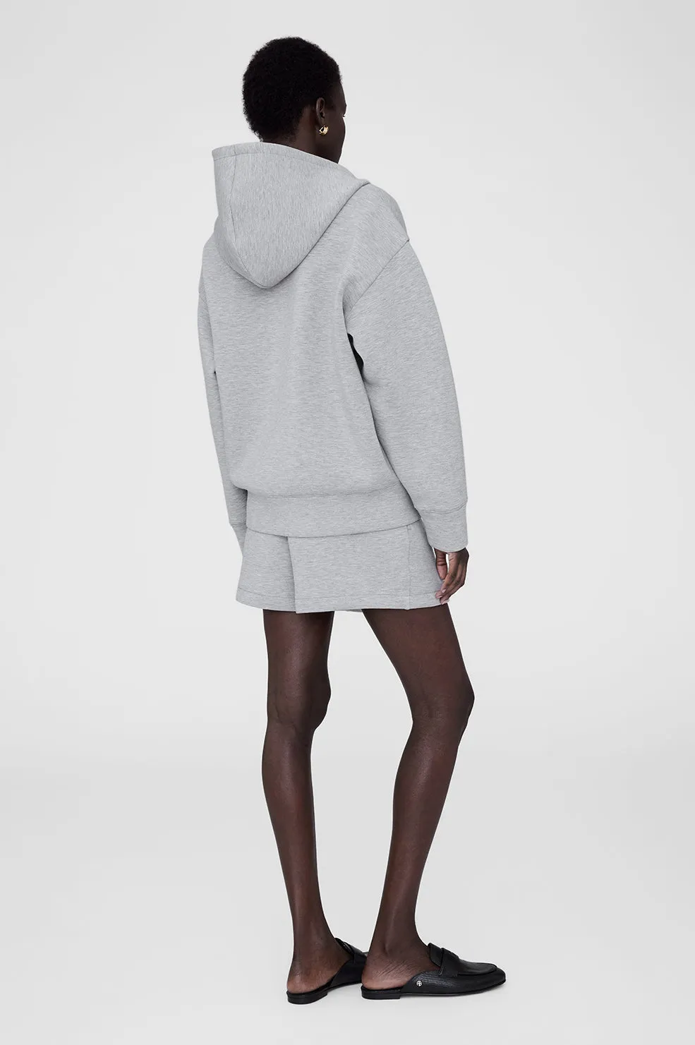 Bond Zip Up Hoodie Framed Monogram - Heather Grey -ANINE BING