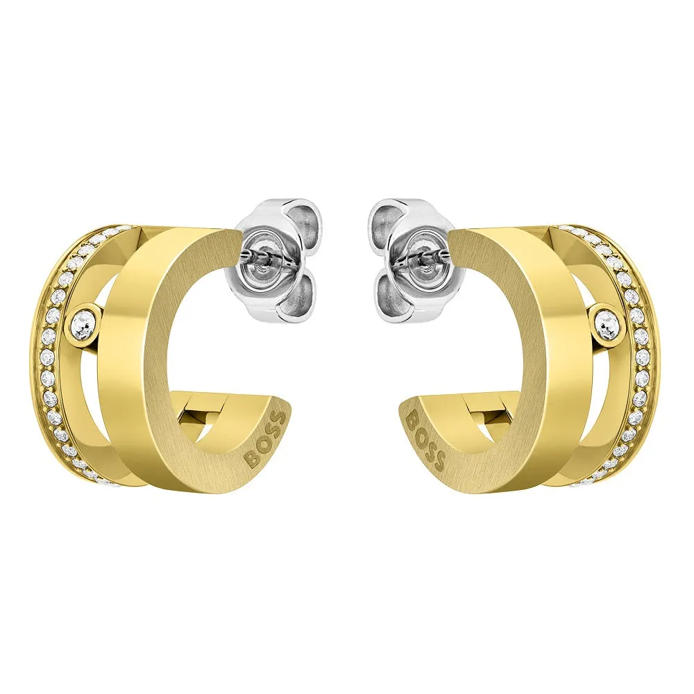 Boss Jewellery Ladies Gold Plated Hoop Earrings 1580346