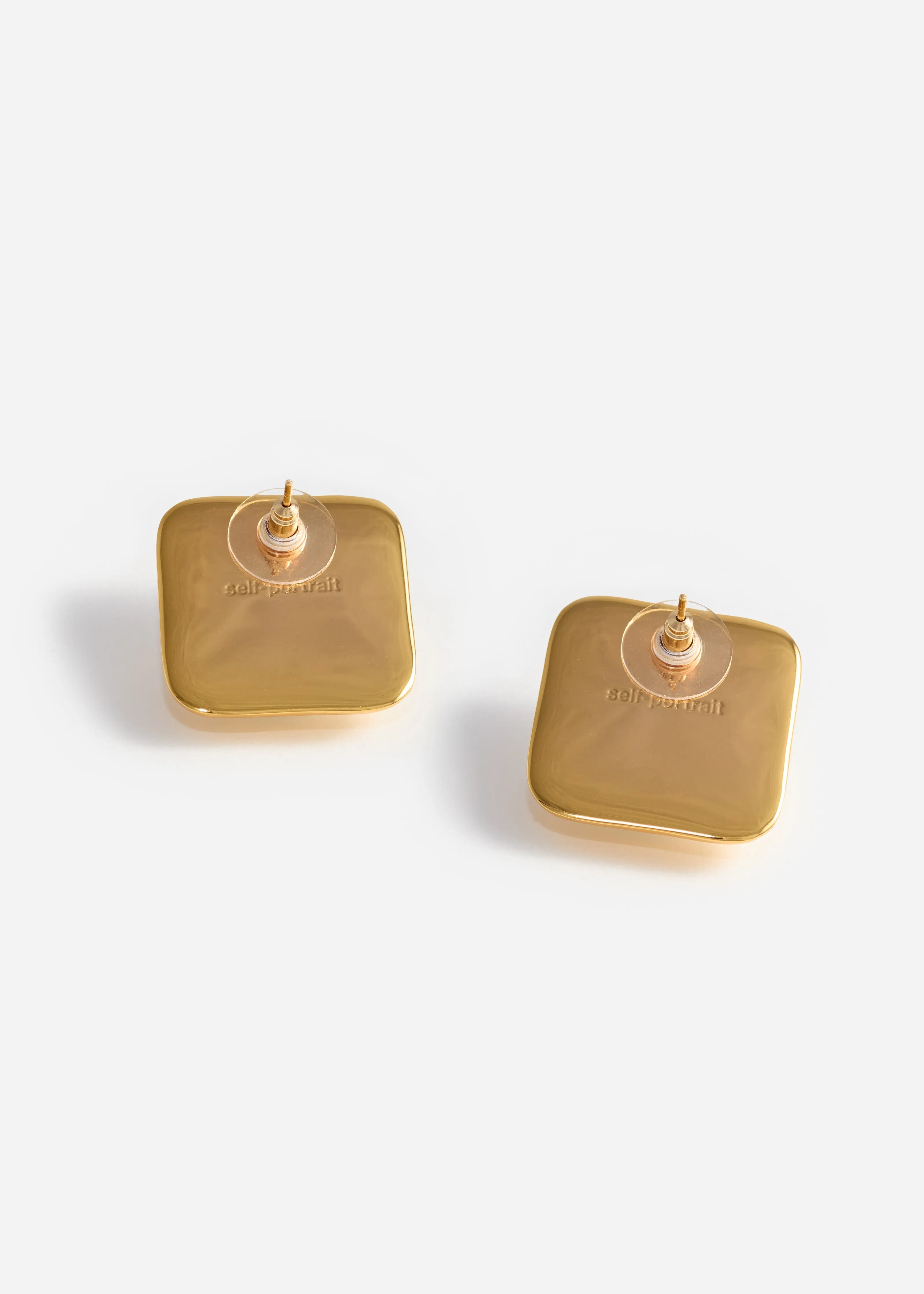 Bow Pearl Gold Square Earrings Self Portrait