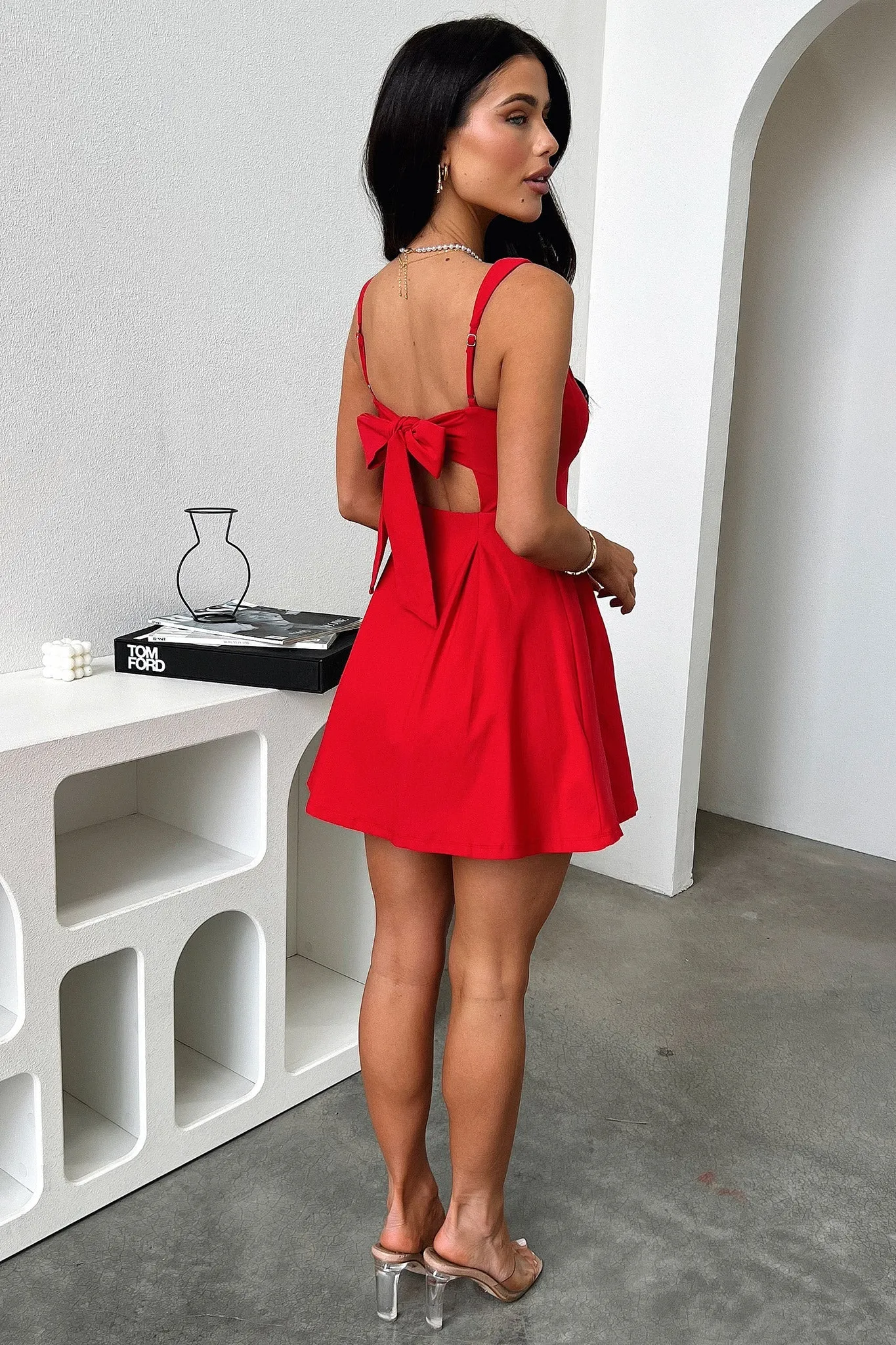 Bransley Square Neck Mini Dress - Red