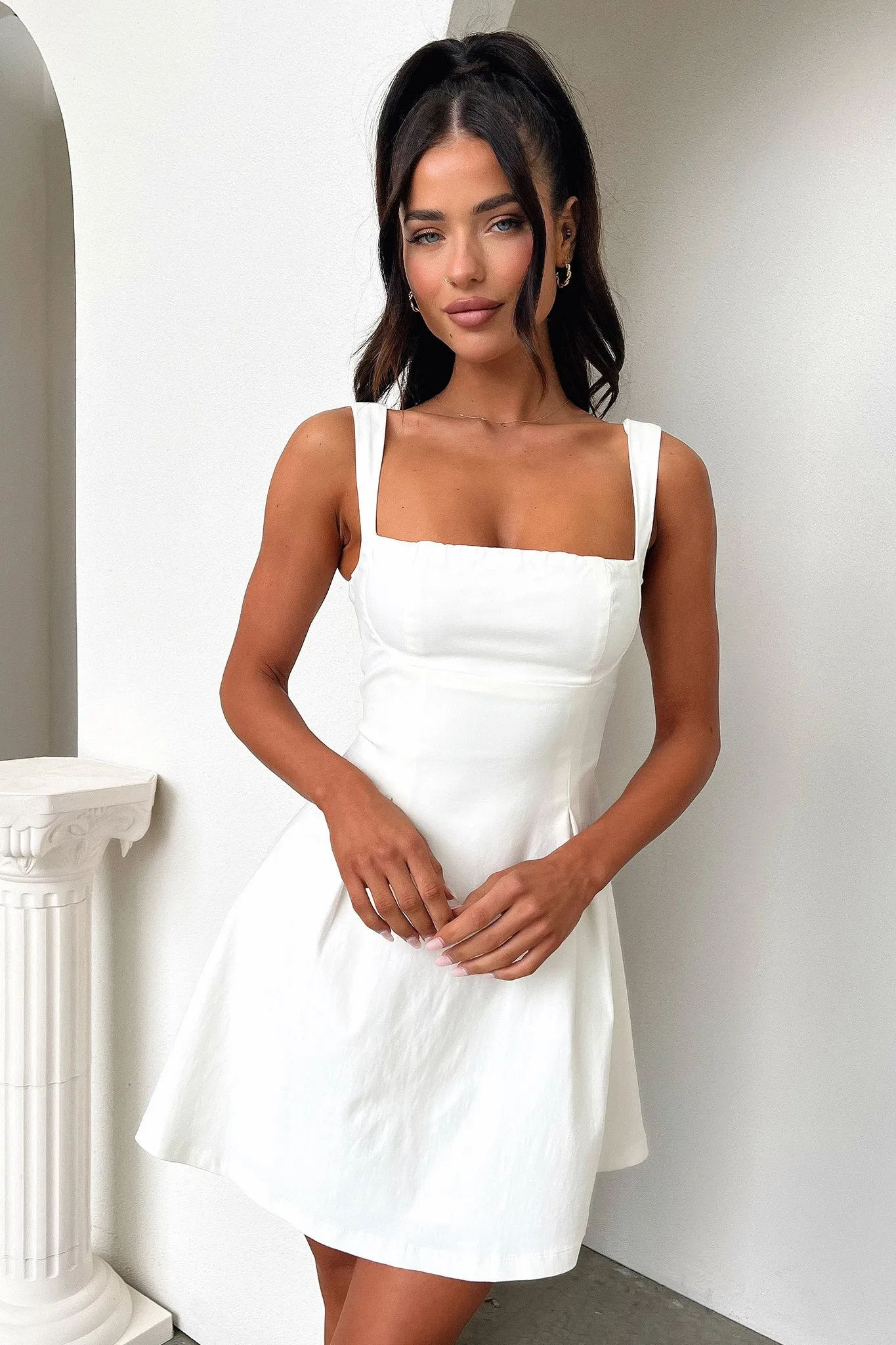 Bransley Square Neck Mini Dress - White