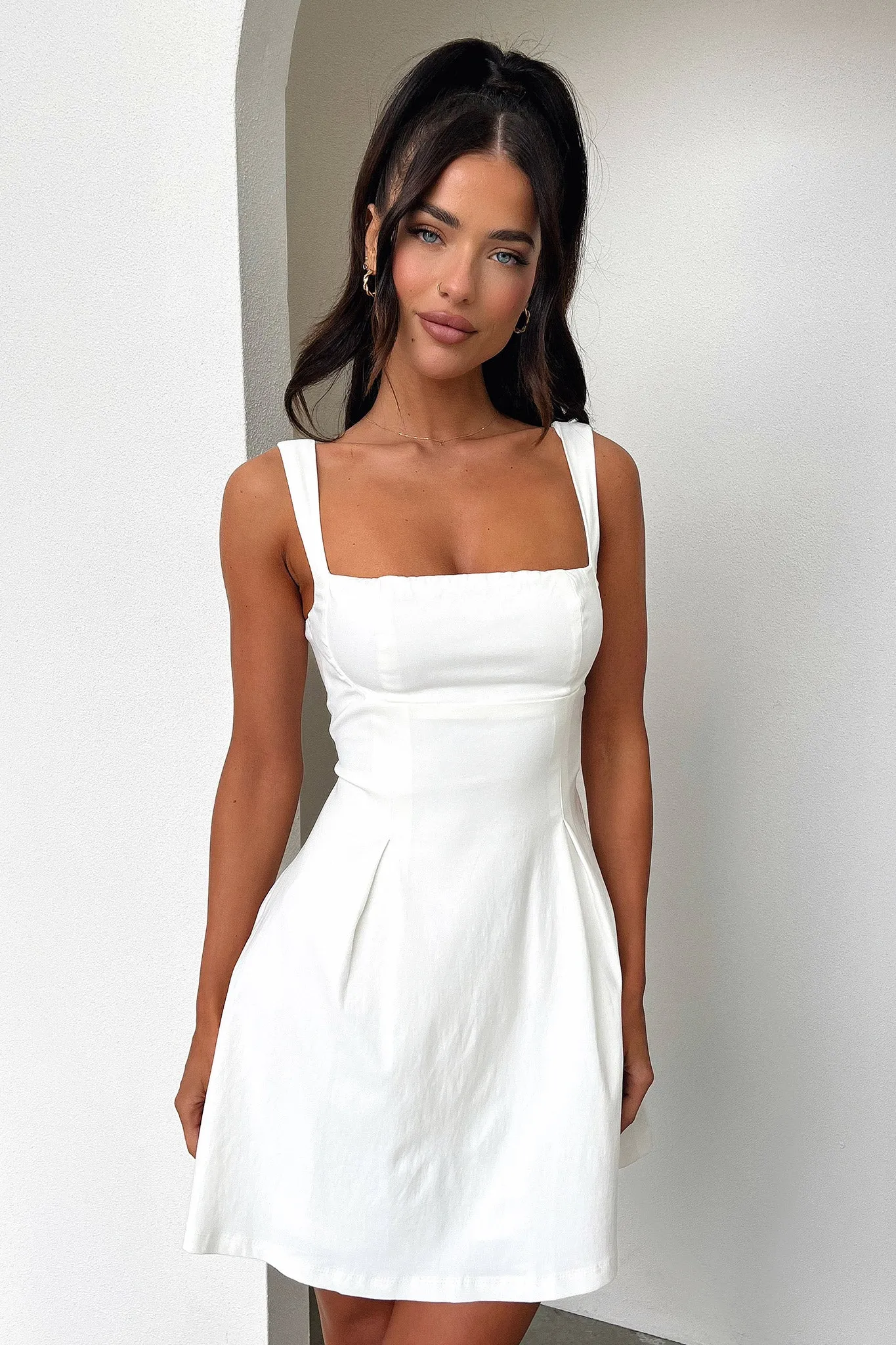 Bransley Square Neck Mini Dress - White