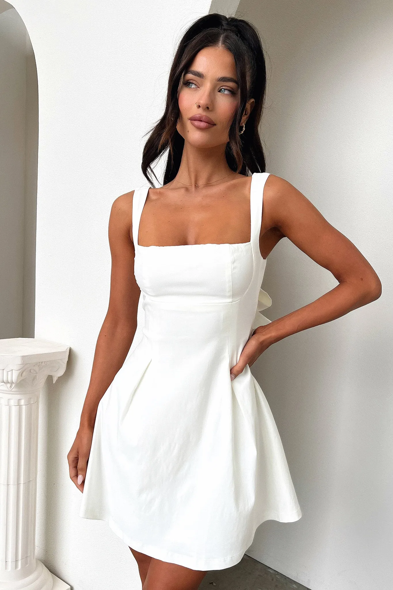 Bransley Square Neck Mini Dress - White