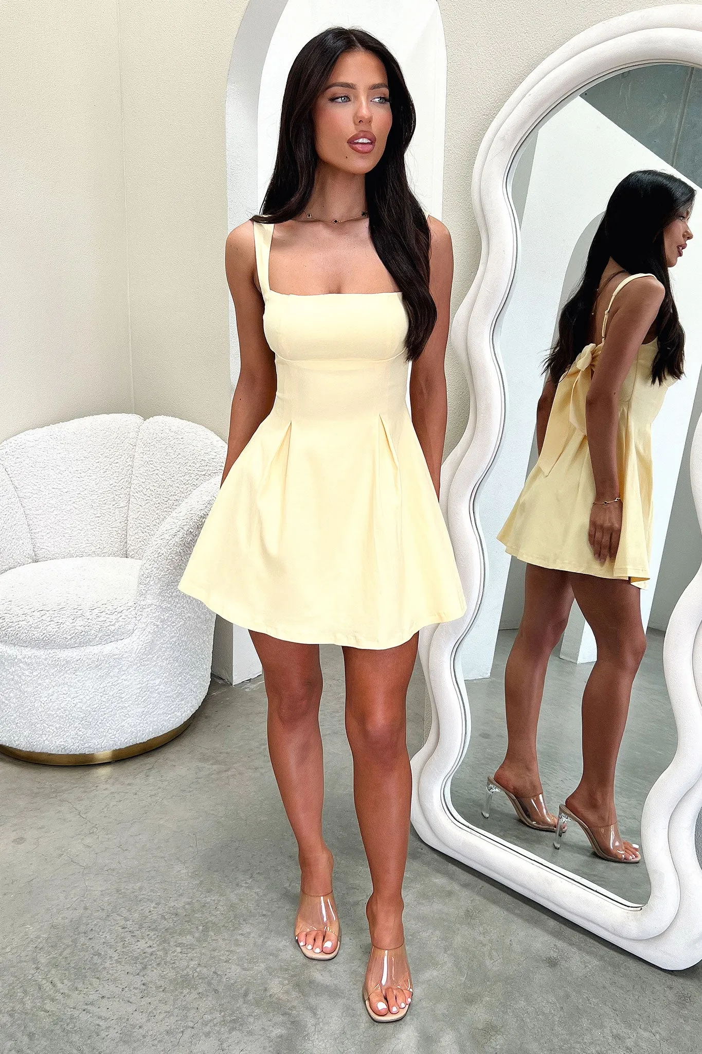 Bransley Square Neck Mini Dress- Yellow