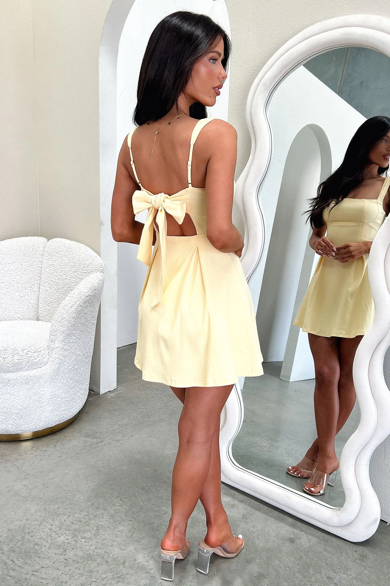 Bransley Square Neck Mini Dress- Yellow