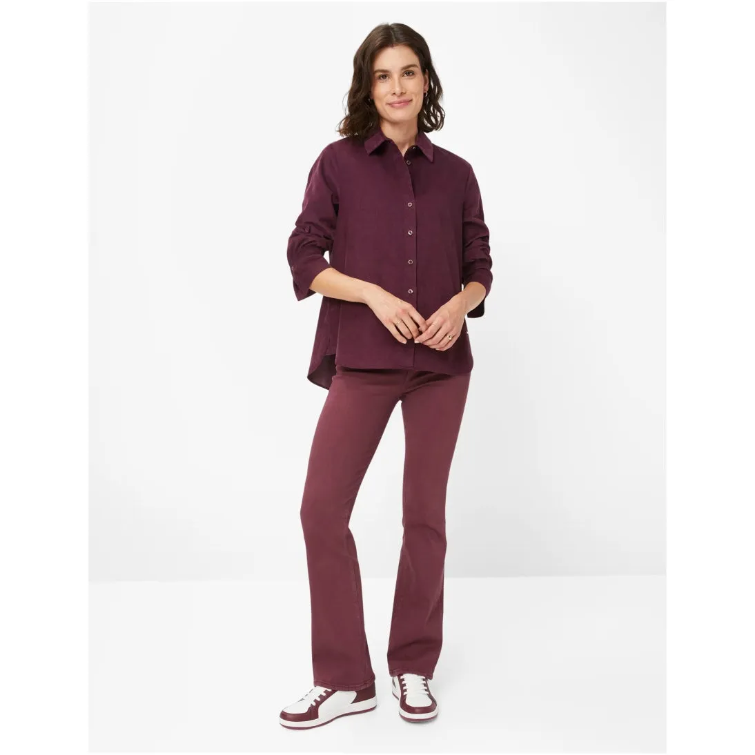 Brax Pure Cotton Corded Shirt Blouse Viki 45-9368 Plum