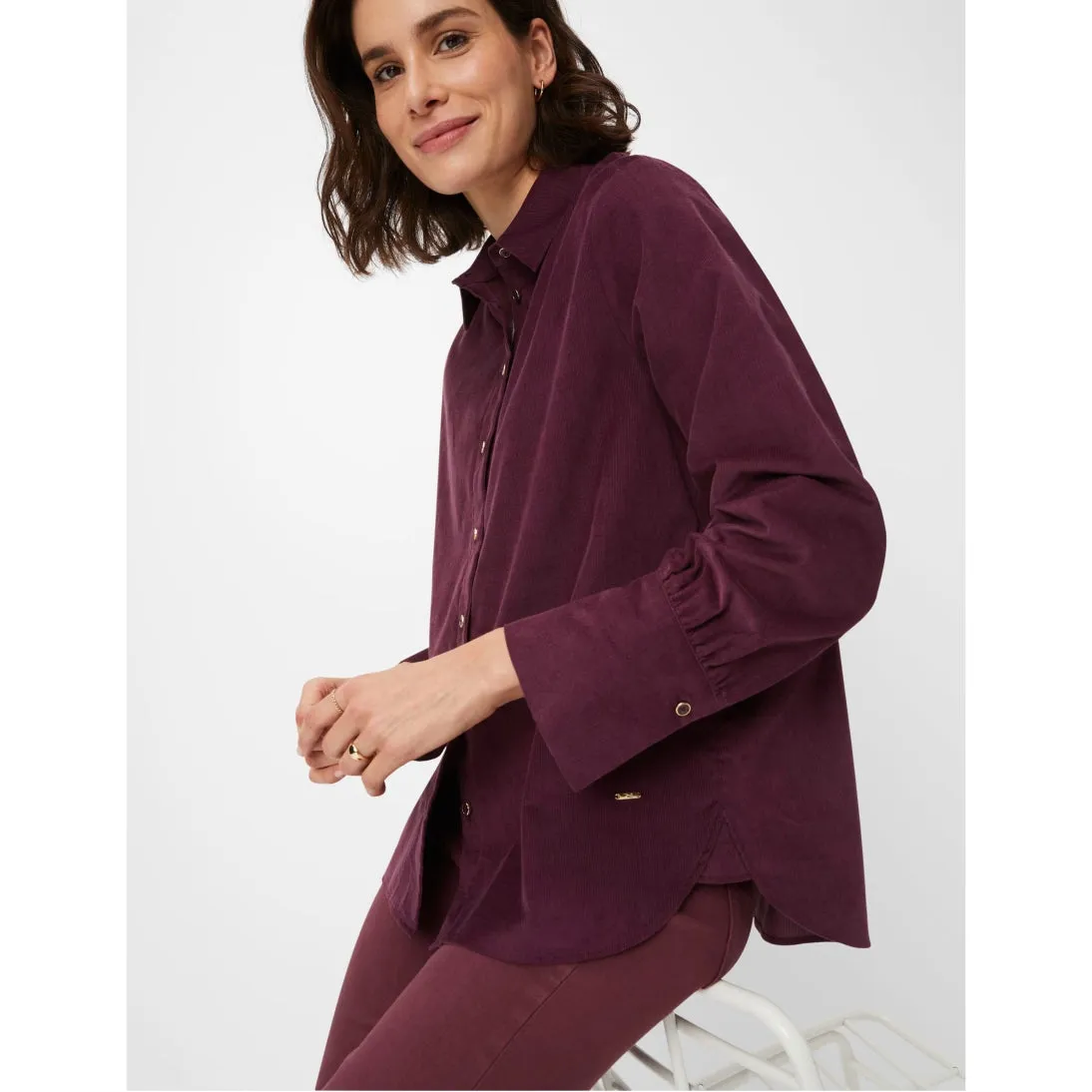 Brax Pure Cotton Corded Shirt Blouse Viki 45-9368 Plum