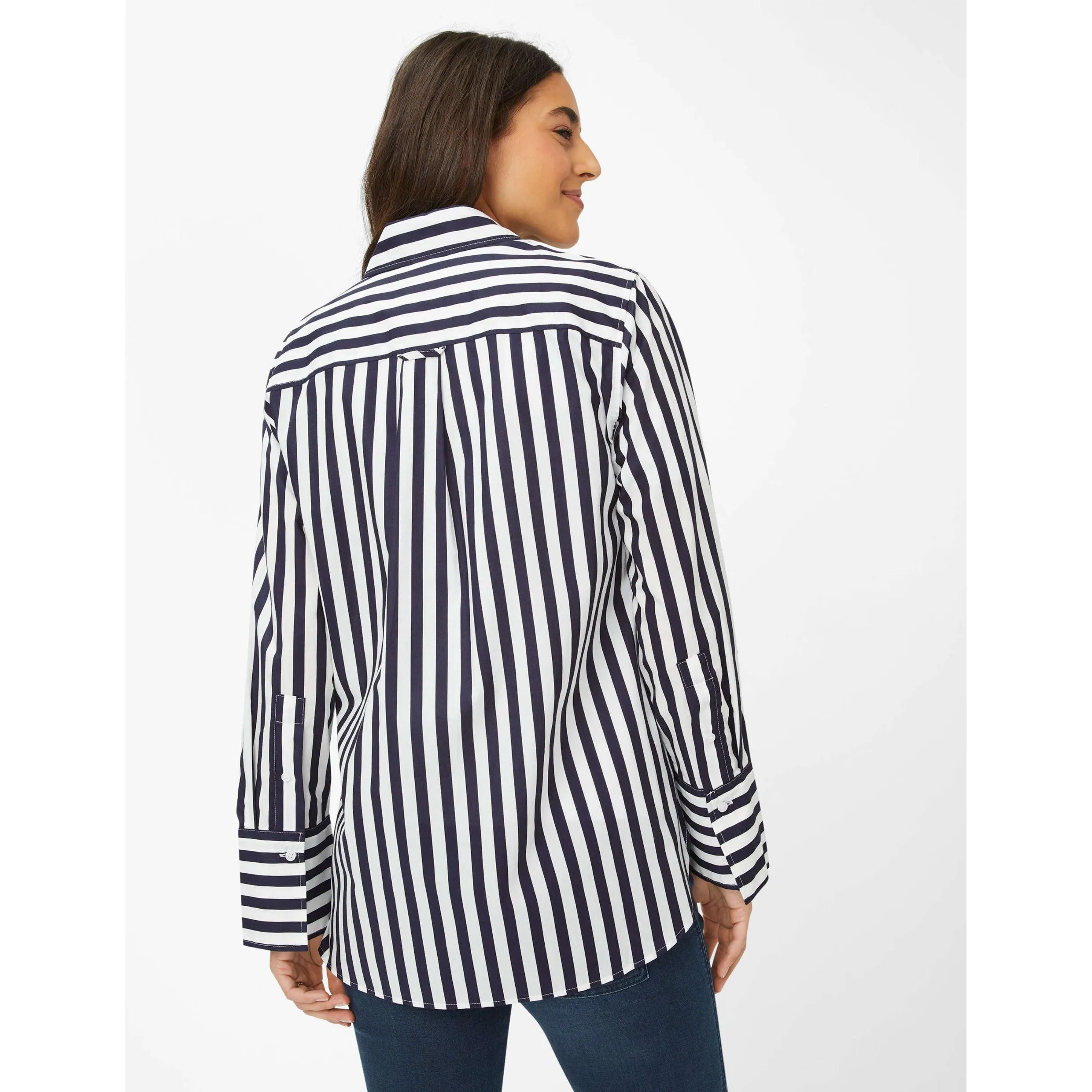 Brax Viki Poplin Pure Cotton Blouse in Navy 45-5948