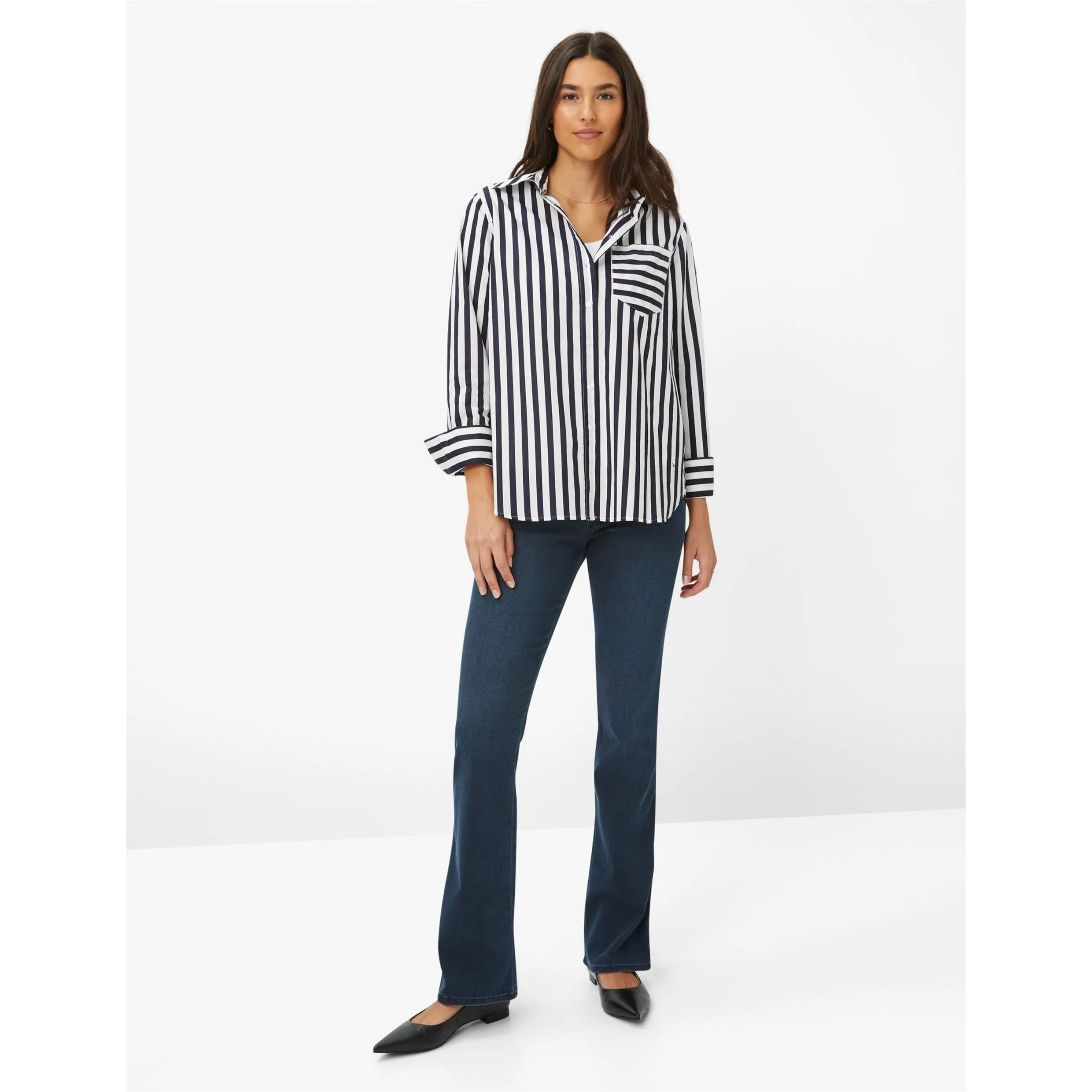 Brax Viki Poplin Pure Cotton Blouse in Navy 45-5948