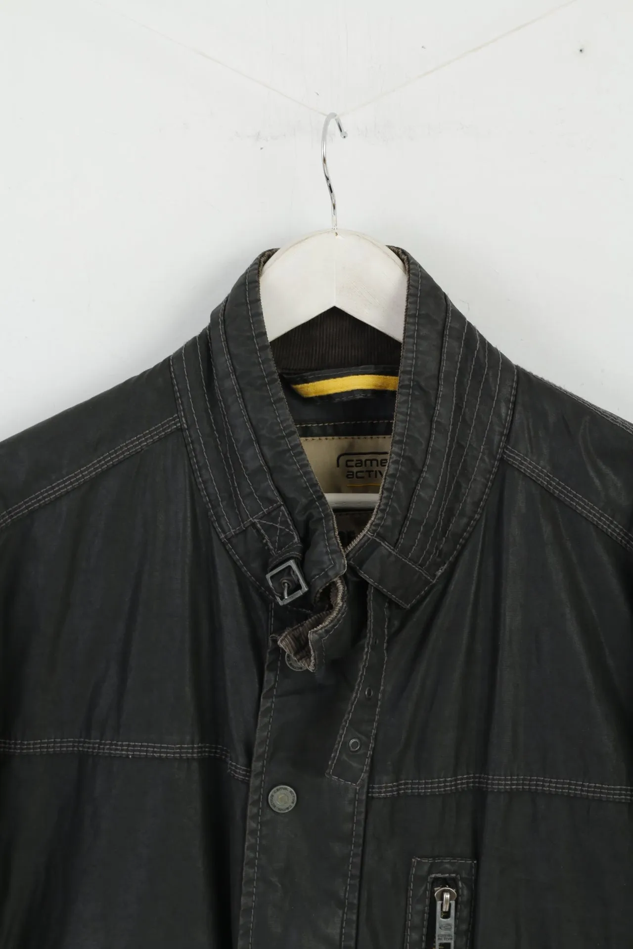 Camel Active Men 56 XL Jacket Black Cotton Wax Nature Challenge Outdoor Top