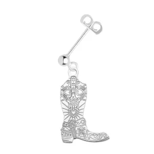 Carter Gore Cowboy Boot Dropper Single Earring Sterling Silver 2 Sizes