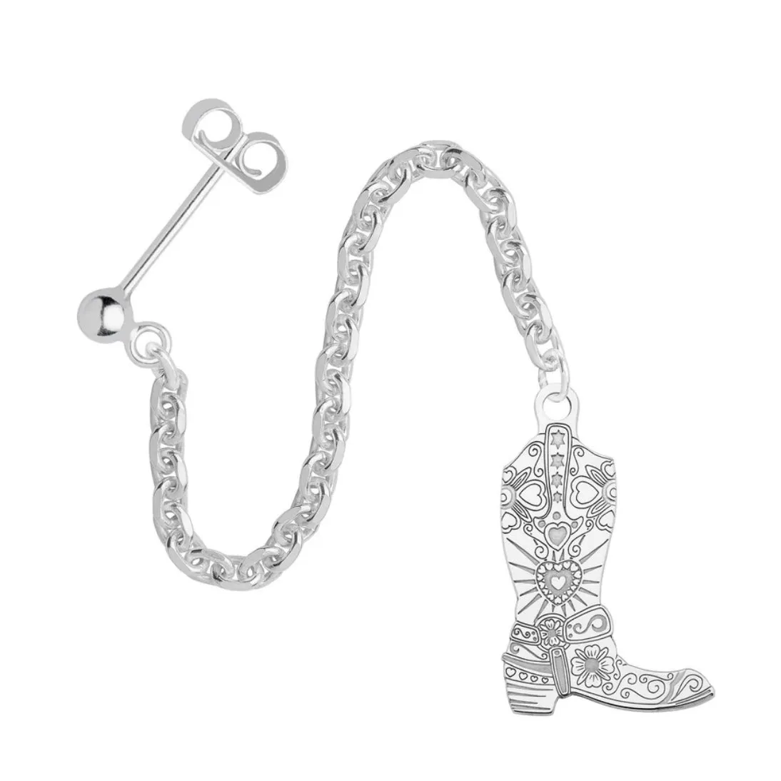 Carter Gore Cowboy Boot Dropper Single Earring Sterling Silver 2 Sizes