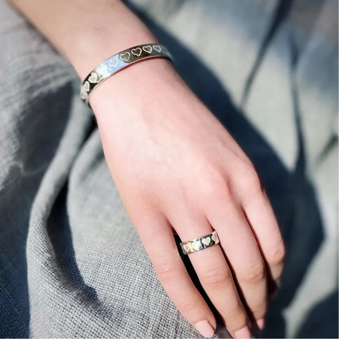 Carter Gore Heart Engraved Ring Sterling Silver