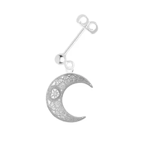 Carter Gore Mandala Moon Dropper Single Earring Sterling Silver 2 Sizes