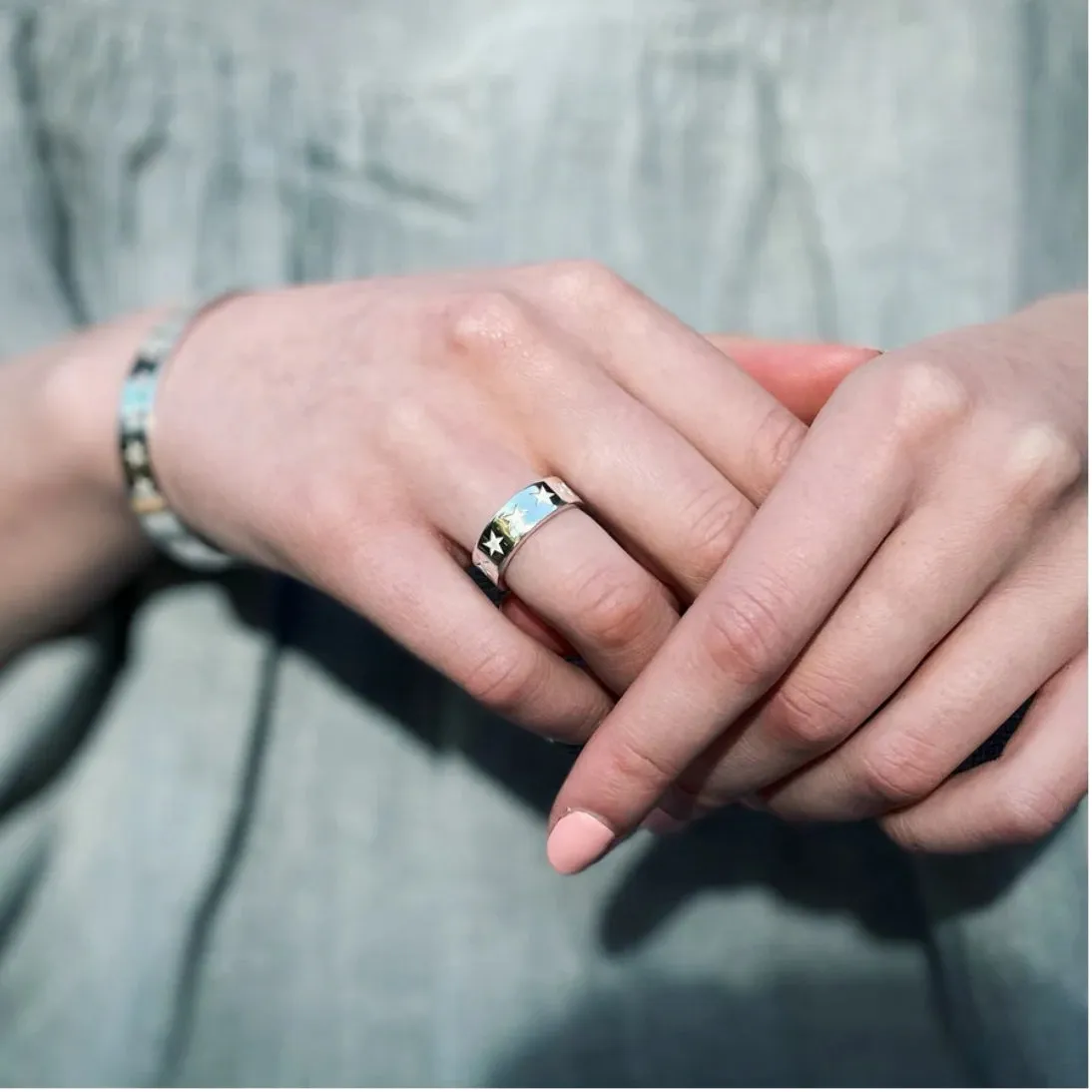 Carter Gore Star Engraved Ring Sterling Silver