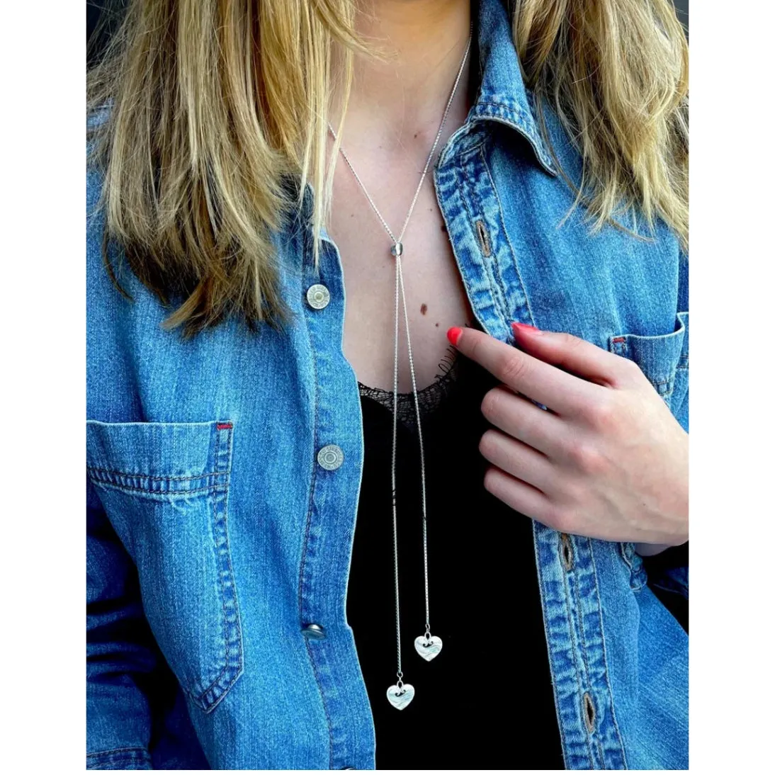 Carter Gore Wave Heart Slider Necklace Sterling Silver