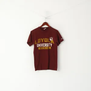 Champion Men S Shirt Maroon Cotton Loyola University New Orleans Graphic Sport Top