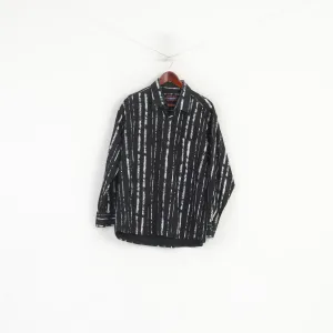 Class Black Man Collection Men XXL (XL)  Casual Shirt Black Striped Long Sleeve Cotton Top