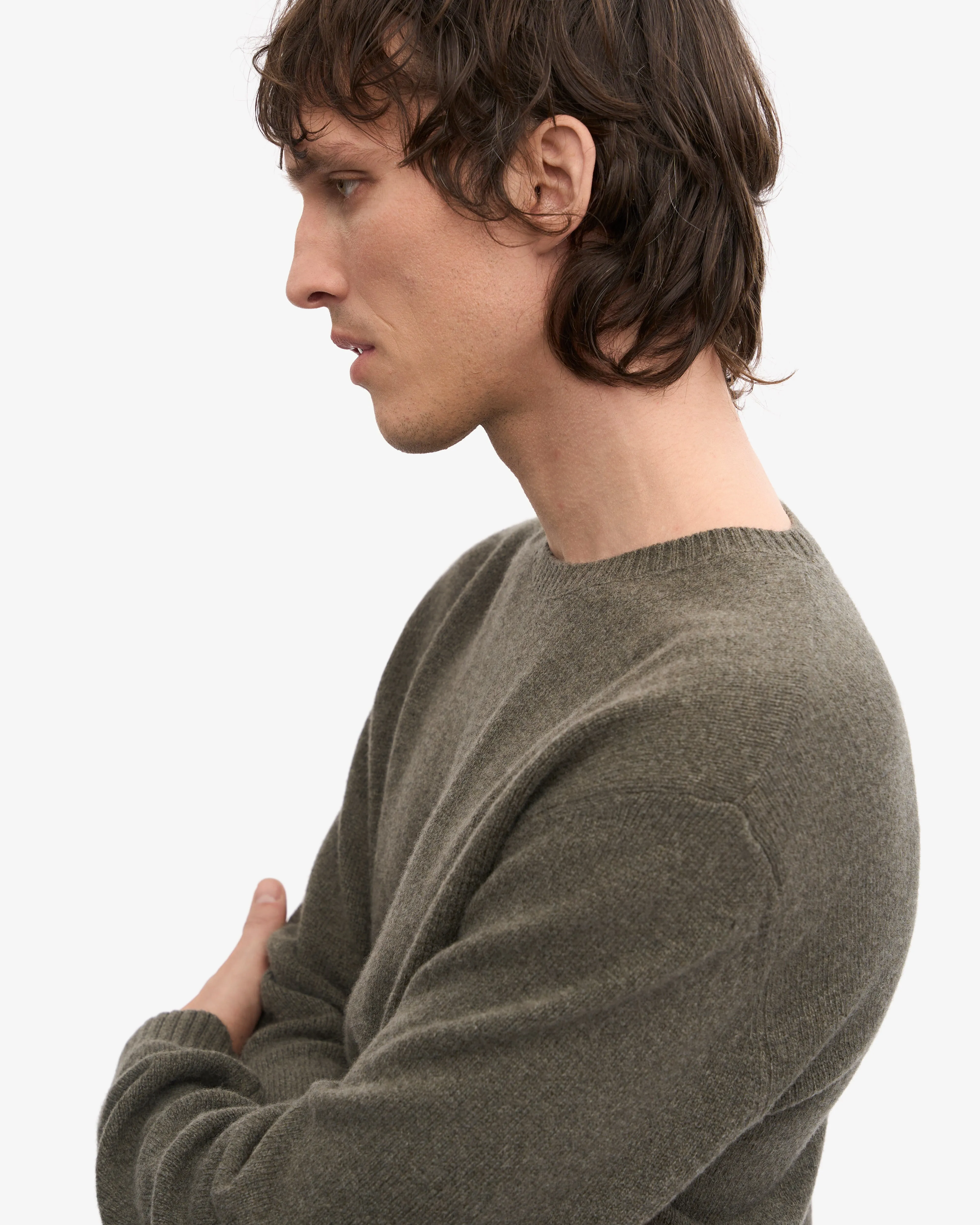 Classic Merino Wool Crew - Dusty Olive